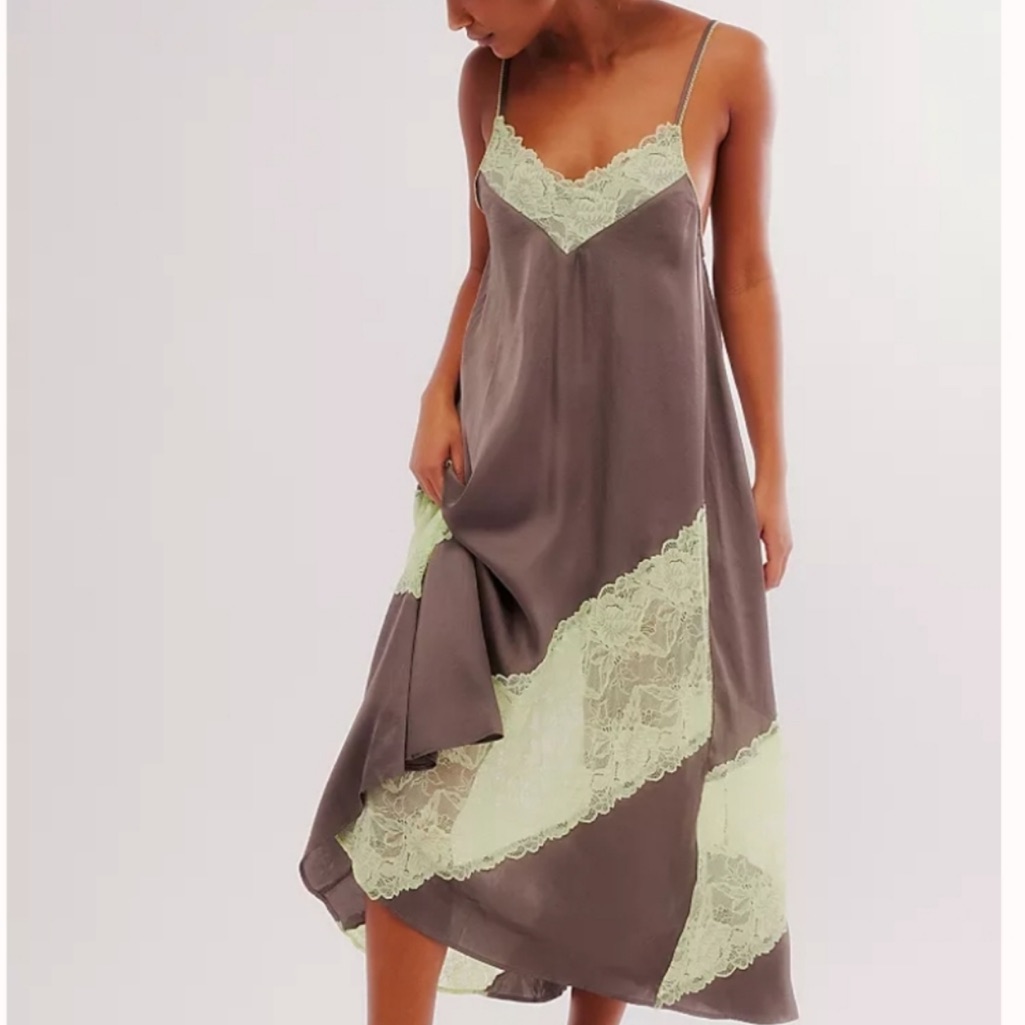 Nwt Free People Intimately First Date Maxi Slip Dress Butterfly Combo